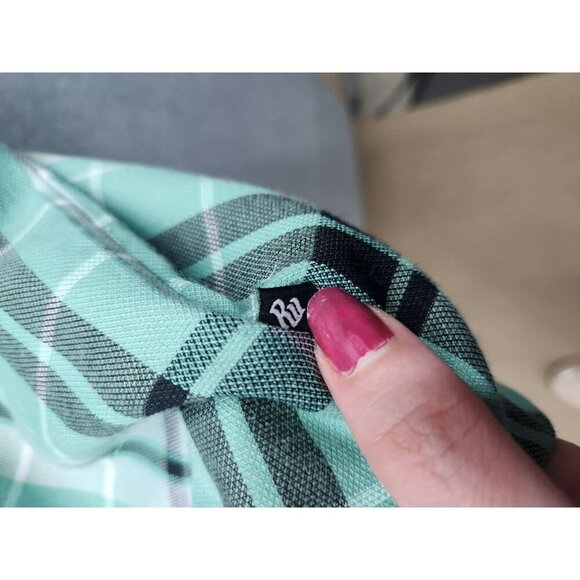 Rocawear Mens Green Plaid Button-Up Shirt 3XB Short Sleeve Cotton Blend Classic - Picture 5 of 7